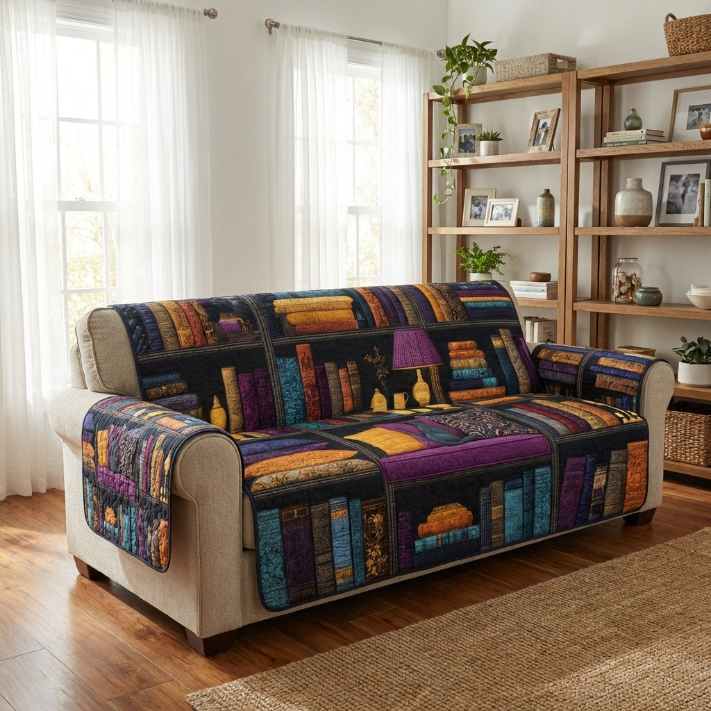 Vintage Library Quilted Sofa Cover Sofa Cover Set Gifts For Book Worm