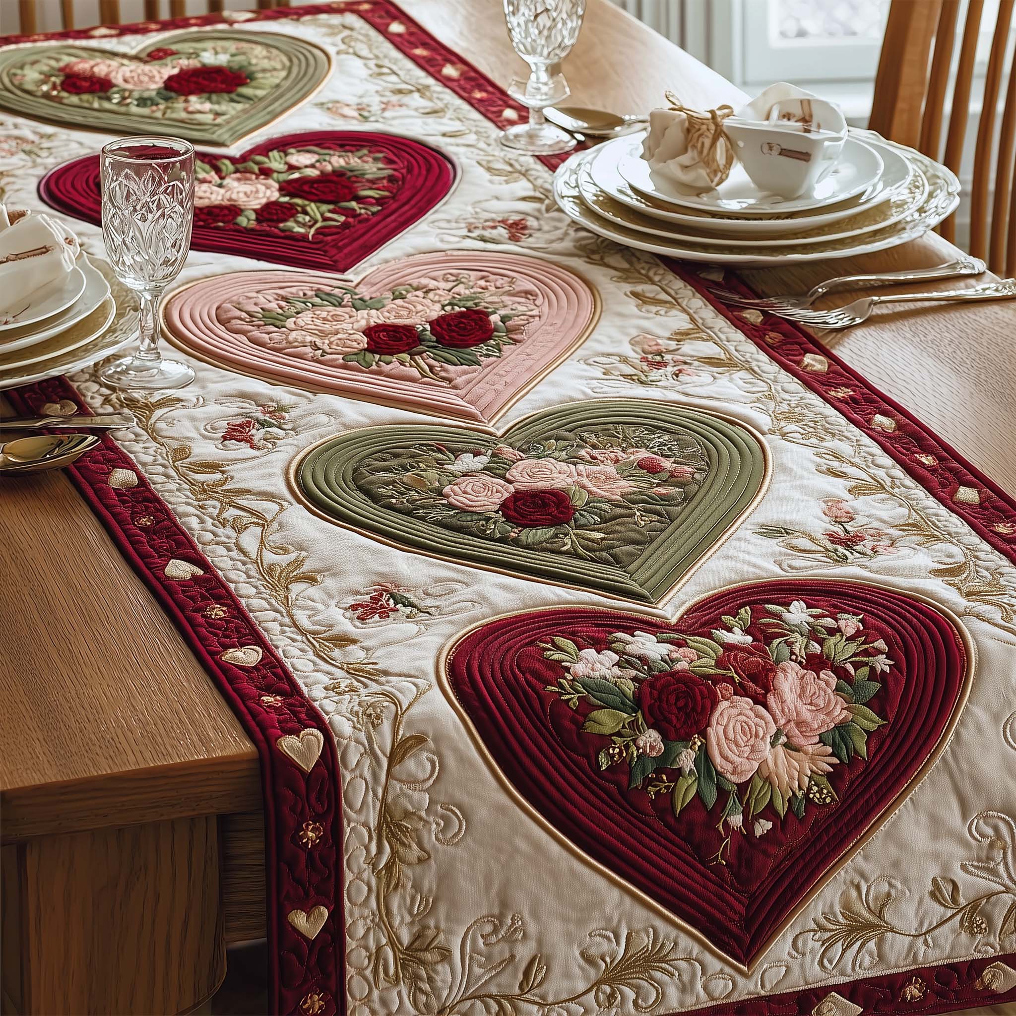 Vintage Romance Quilted Table Runner Dining Room Table Toppers Good Engagement Gifts