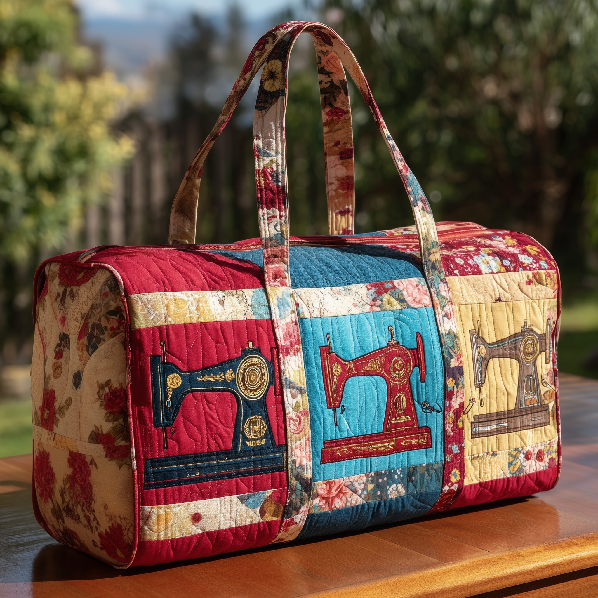 Vintage Sewing Machine Quilted Duffle Bag Best Duffel Bag For Travel Cool Gifts For Mom