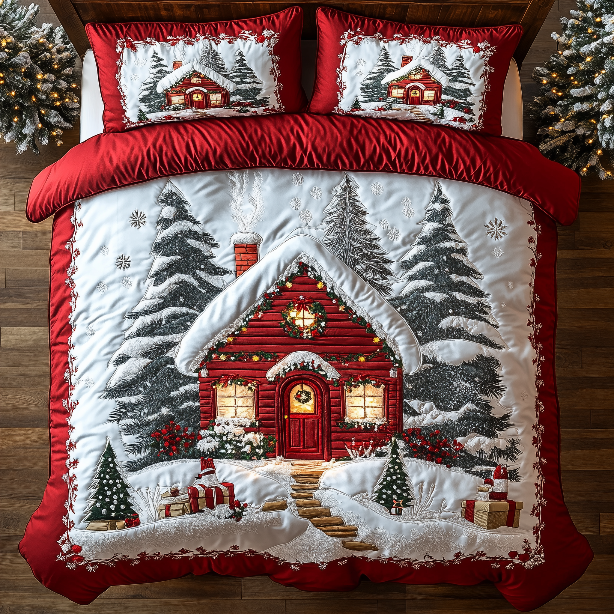 Vintage Snow Cabin Quilted Bedding Set Bedroom Ideas For Christmas Top Christmas Gifts For Girlfreind