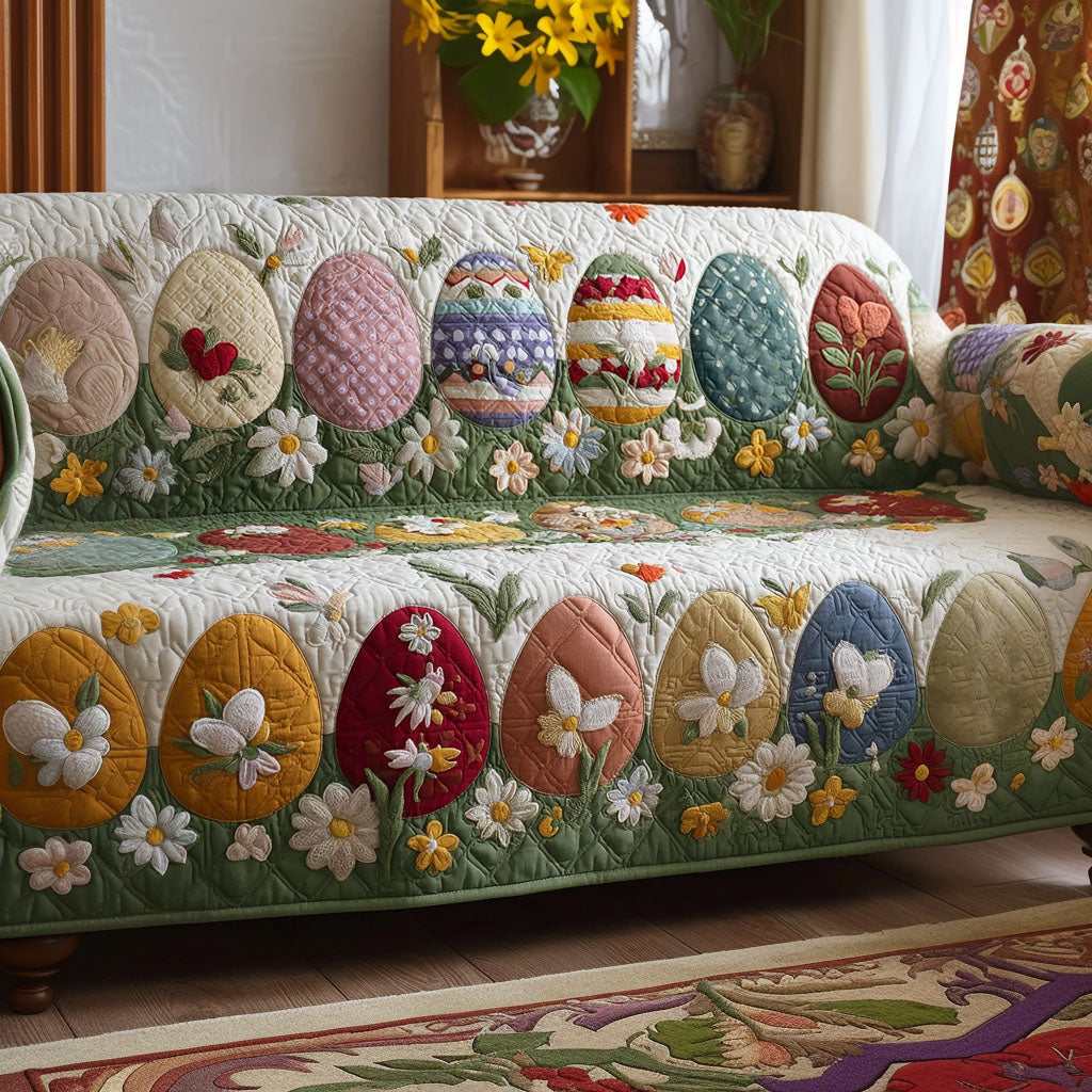 Vintage Springtime Bunnies Quilted Sofa Cover Sofa Blanket Cover Unique Easter Gifts