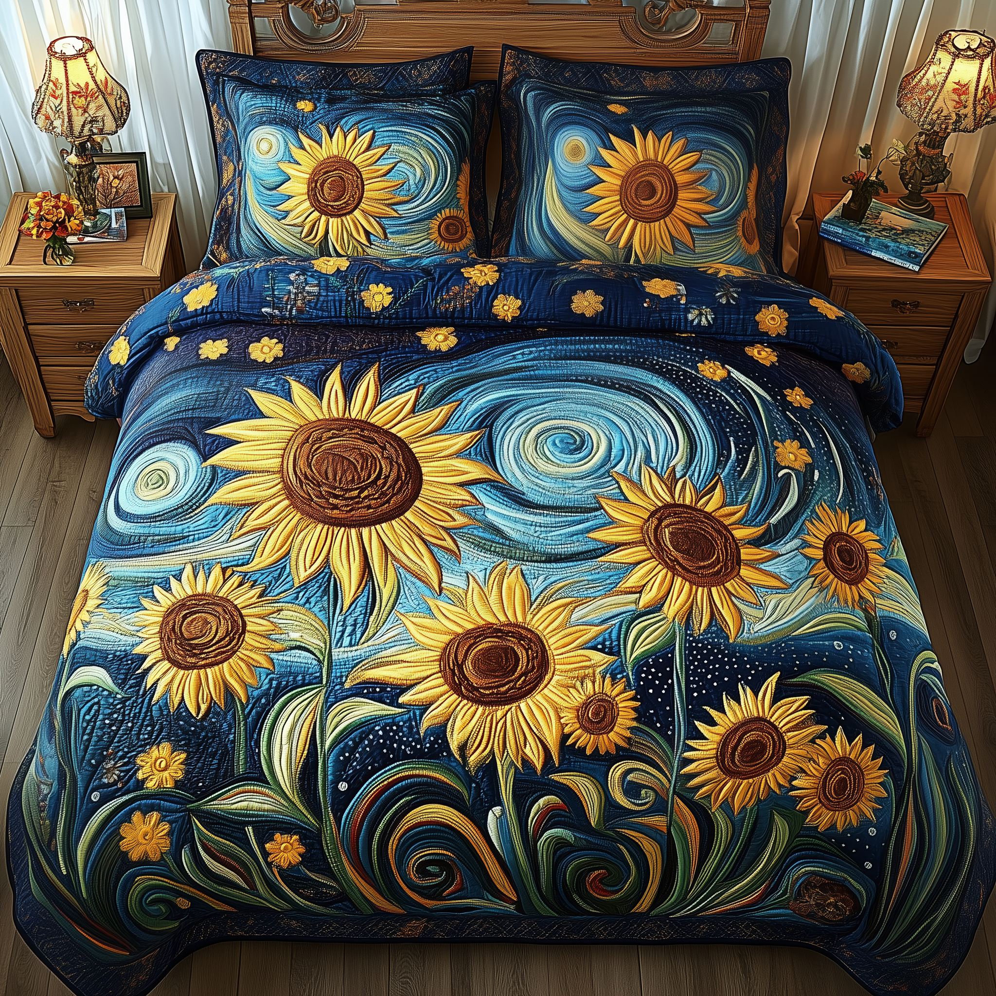 Vintage Sunflower Quilted Bedding Set Bedding Ideas Sunflower Gifts For Her