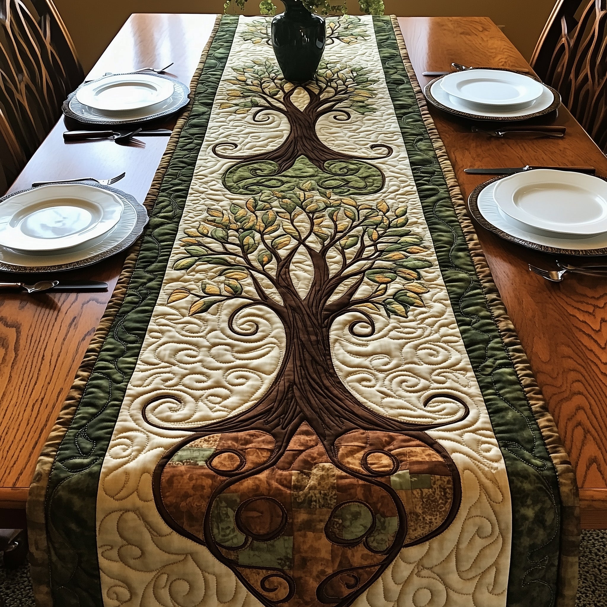 Vintage Tree Of Life Quilted Table Runner Runner Table Mat Tree Of Life Gifts For Family