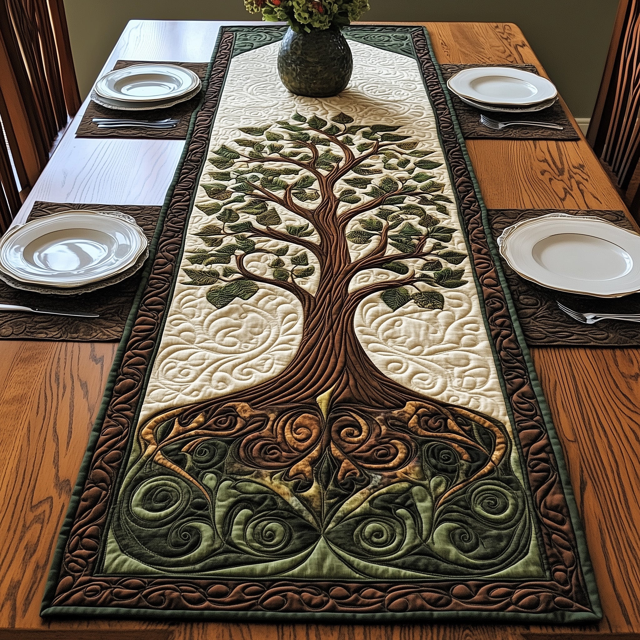 Vintage Tree Of Life Quilted Table Runner Target Table Runner Tree Of Life Gifts For Parents