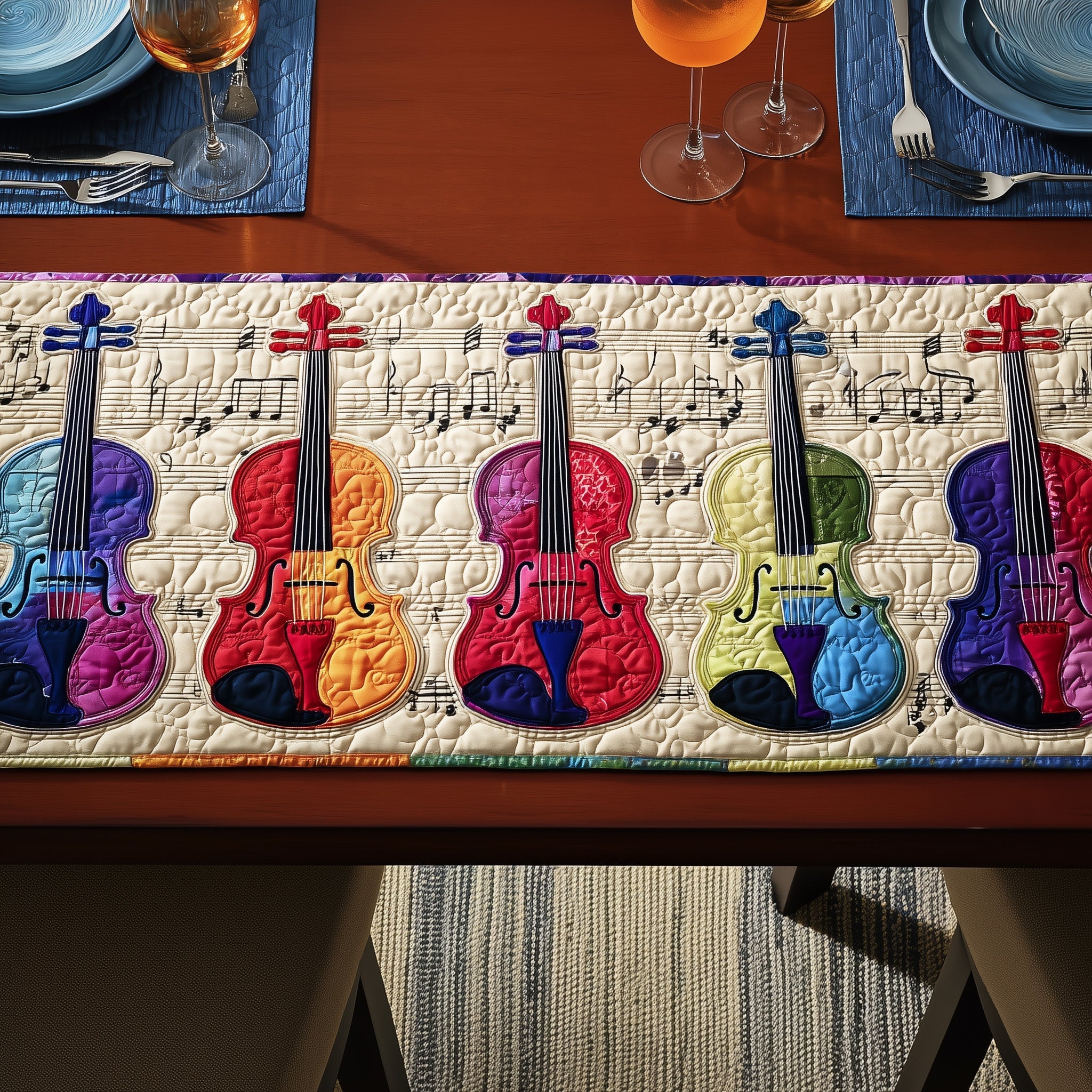 Violin Charm Quilted Table Runner Target Table Runner Gift For Violin Teacher