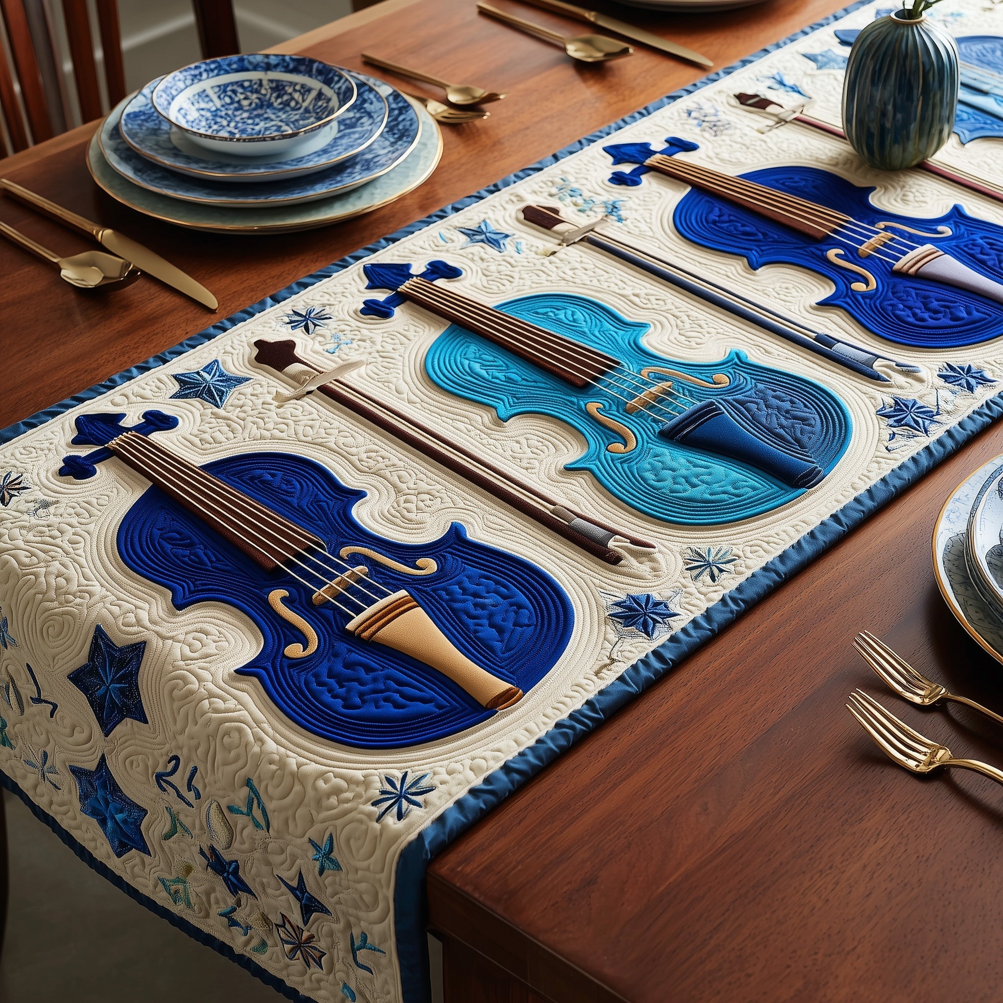 Violin Quilted Table Runner Dining Table Decor Gift Ideas For Violin Players