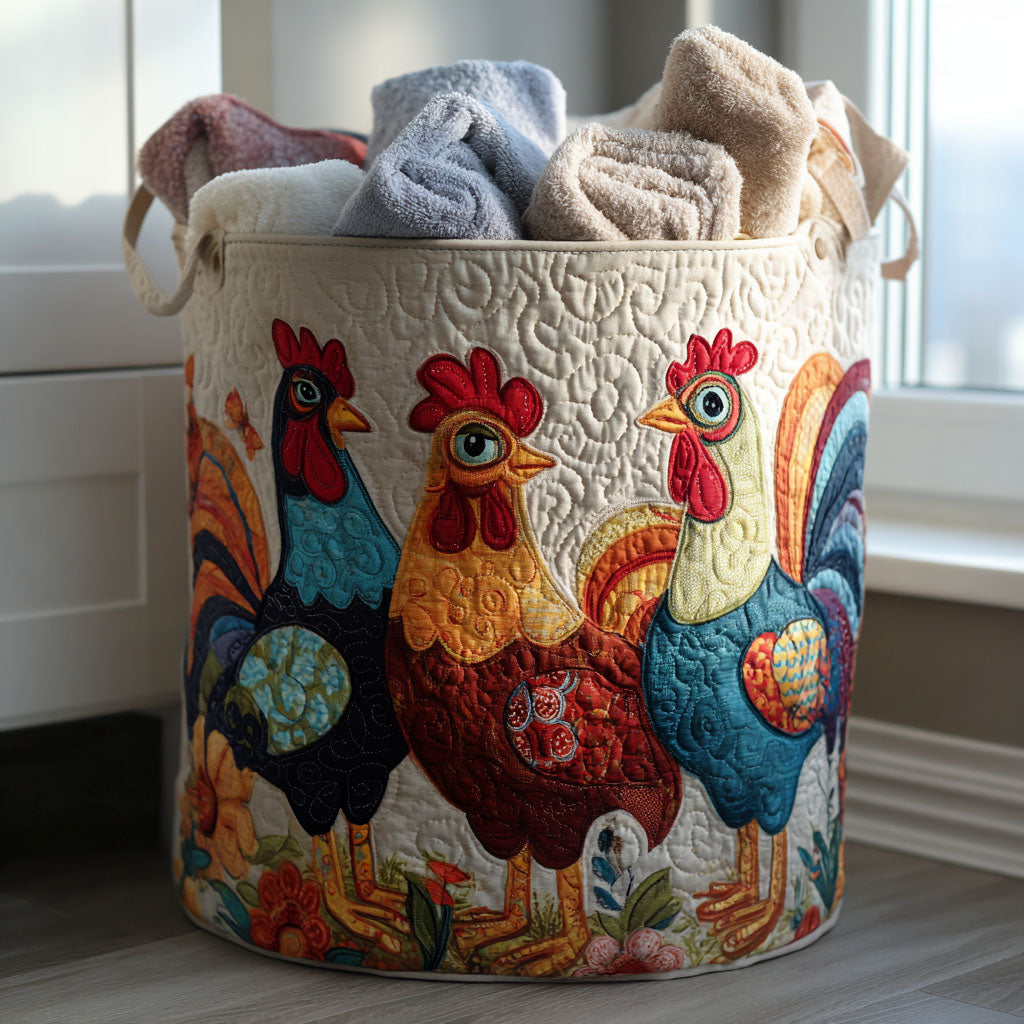 Wacky Feathers Quilted Laundry Basket Hamper Basket Gifts For People Who Raise Chickens