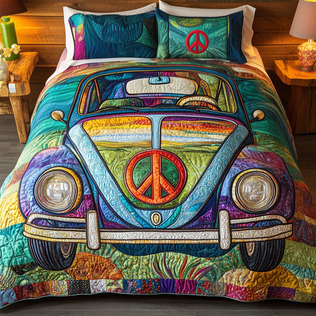 Wander Bug Quilted Bedding Set Best King Sheets Birthday Gift For Hippie Friend
