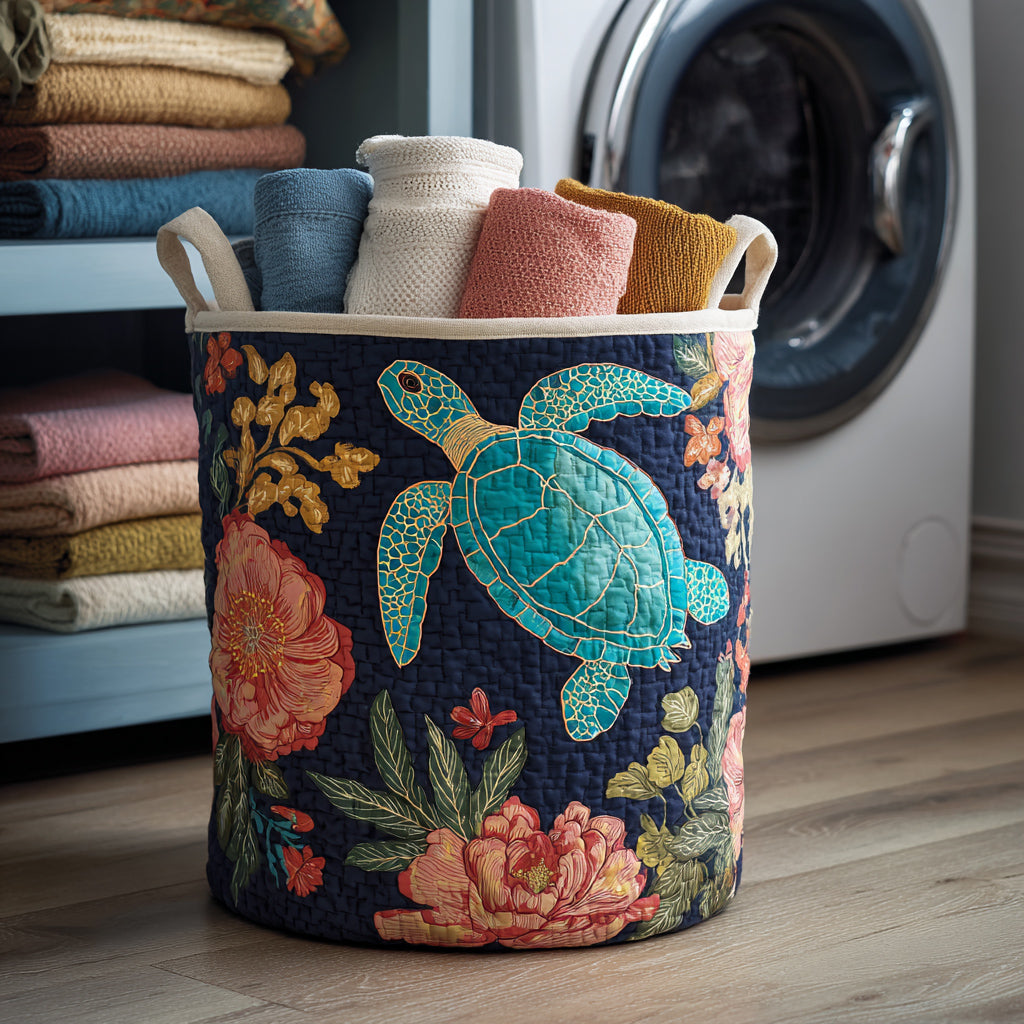 Wanderlust Turtle Garden Quilted Laundry Basket The Laundry Basket Sea Turtle Gifts For Him