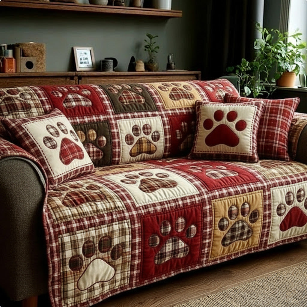 Warm Cabin Love Paw Quilted Sofa Cover Couch And Sofa Covers Gifts For Pet Lovers
