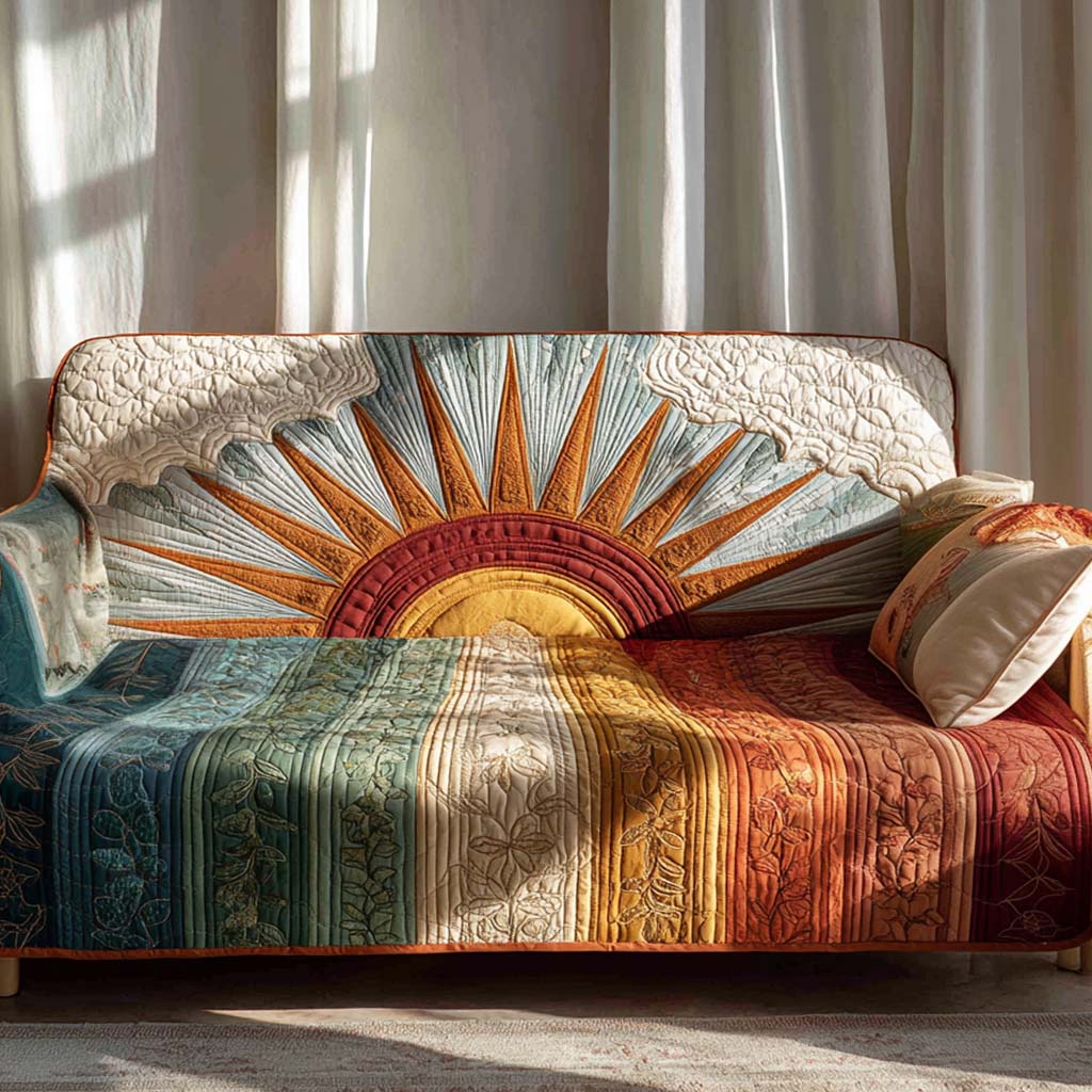 Warm Ember Horizon Quilted Sofa Cover Cool Sofa Covers Best Father's Day Gifts