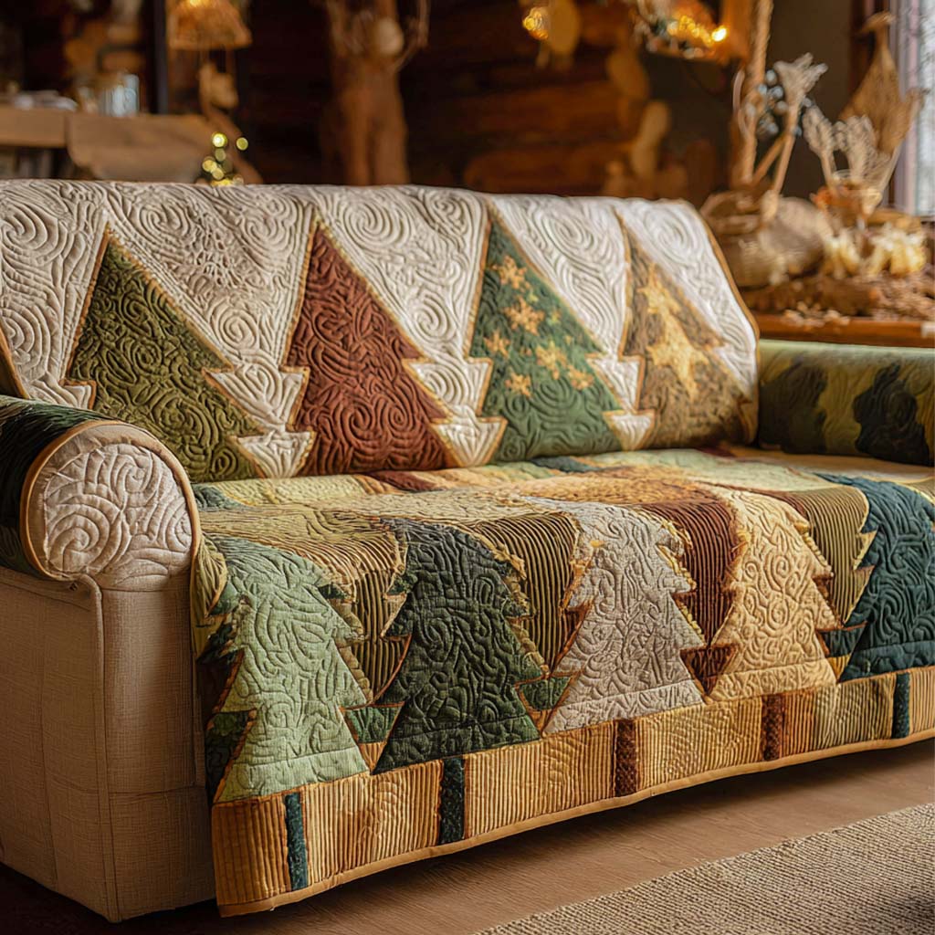 Warm Golden Grove Quilted Sofa Cover Christmas Decorations Indoor Christmas Ideas For Family