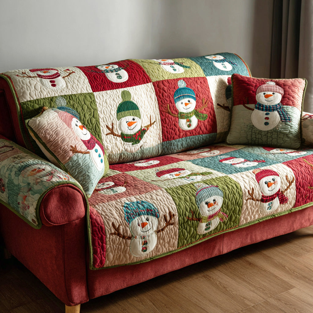 Warm Hearth Holiday Quilted Sofa Cover Furniture Slipcovers For Sofas Xmas Gifts For Family