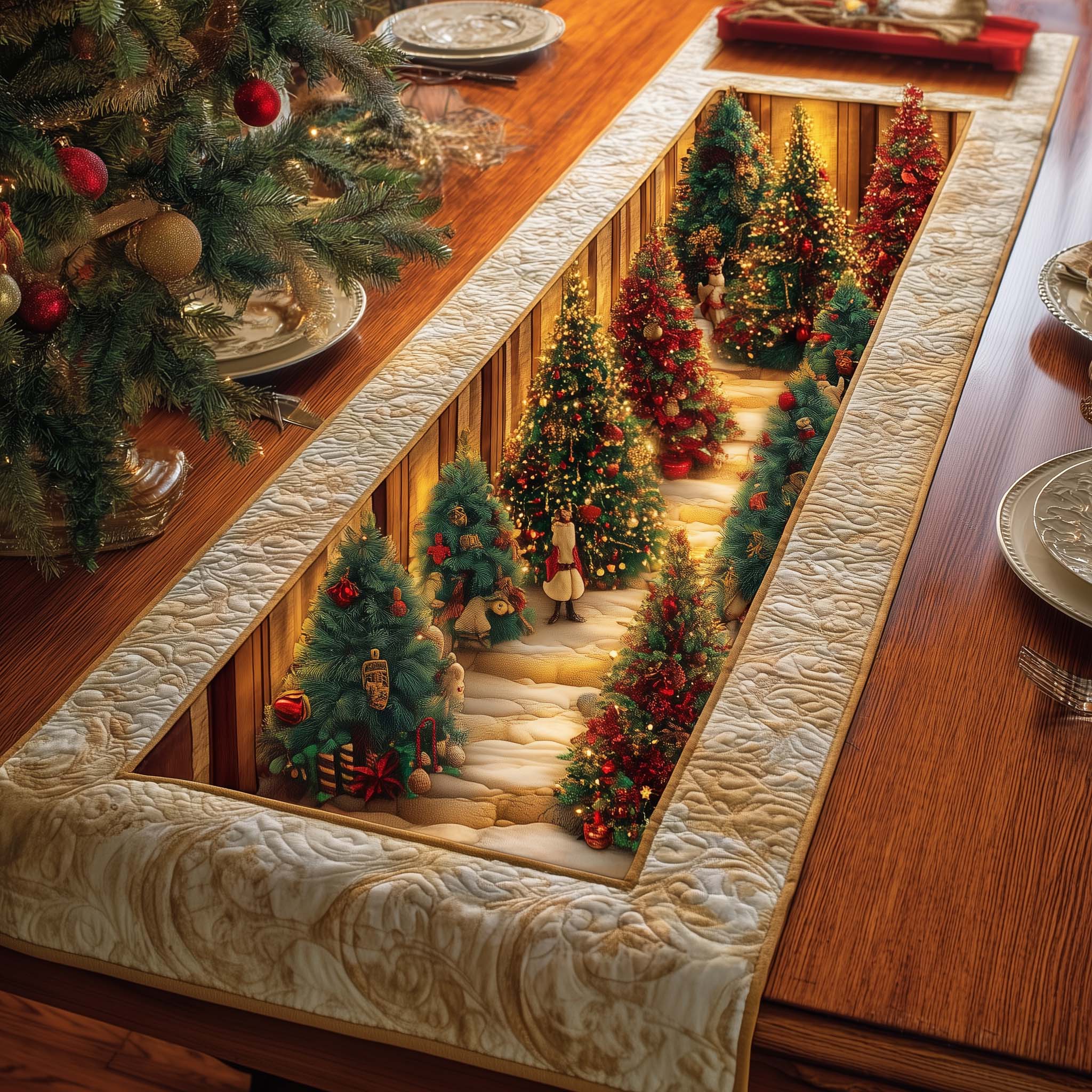 Warm Pines Quilted Table Runner Runner Christmas Decoration Family Ideas For Christmas Gifts