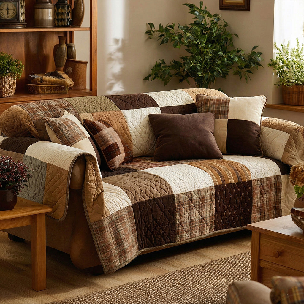 Warm Plaid Quilted Sofa Cover Living Room Decorations Family Present Ideas