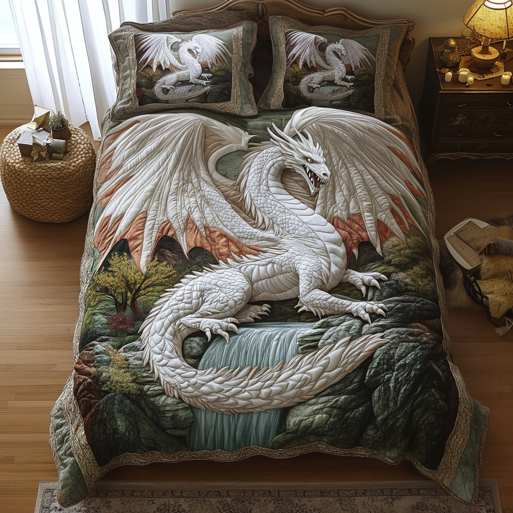Waterfall Dragon Quilted Bedding Set Best Queen Sheets Dragon Presents