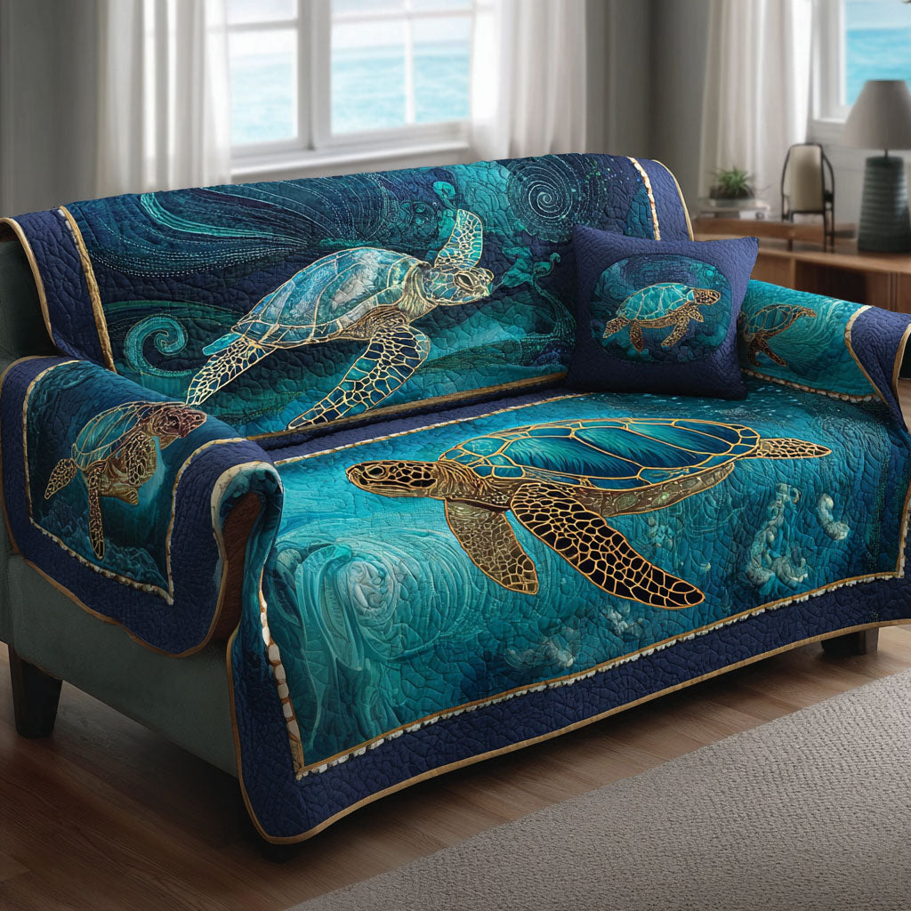 Waves of Calm Quilted Sofa Cover Living Room Decor Ideas Turtle Themed Gifts For Adults