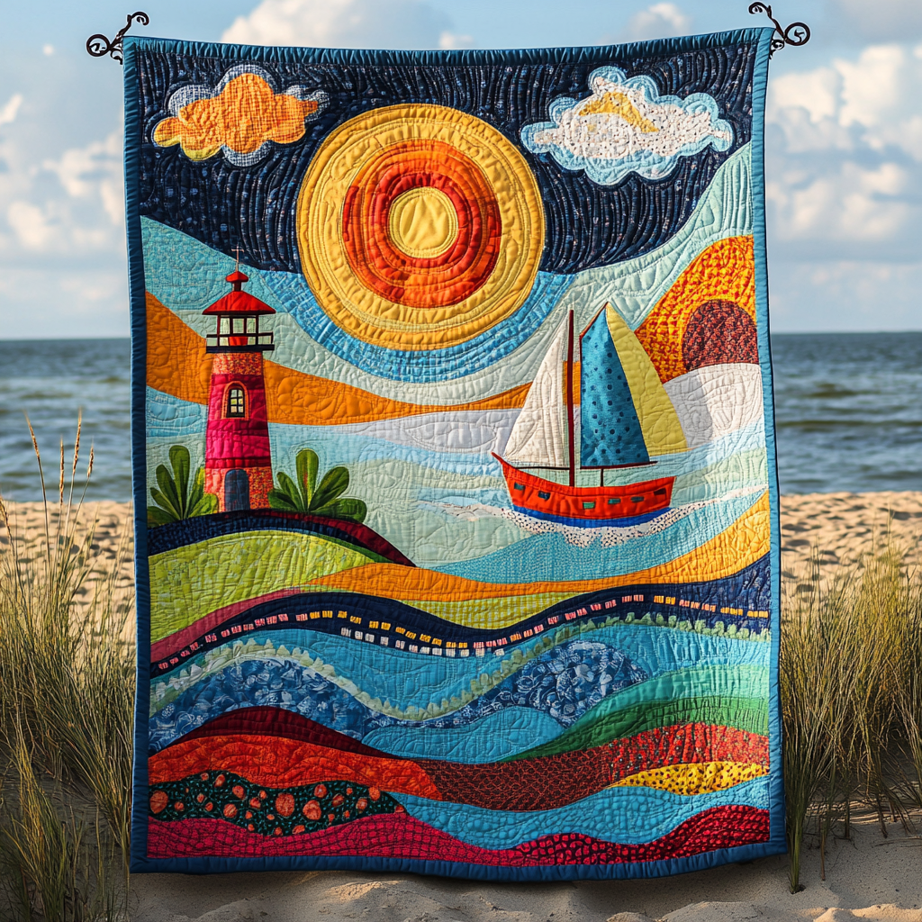 Waves of Guidance Quilted Blanket Bed Comforter Set Best Gifts For The Beach Lover