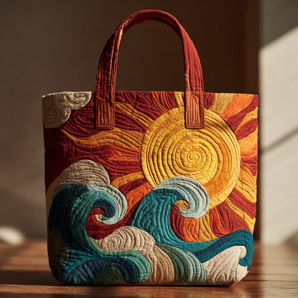 Wavy Sun Quilted Tote Bag Perfect Shoulder Bag Special Mothers Day Gift