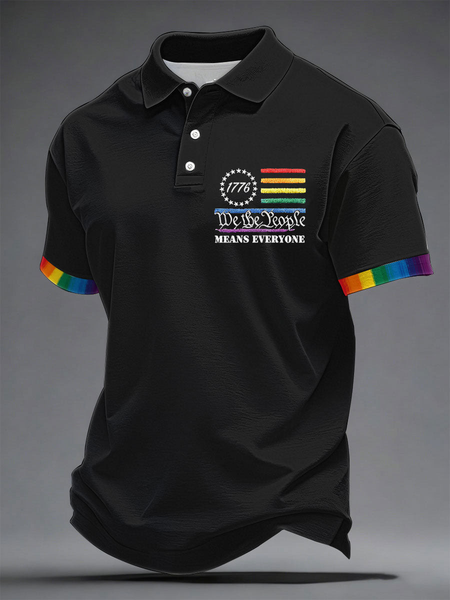 We The People Means Everyone Polo Shirt American Flag 1776 Merch Gift For LGBTQ - Image 2
