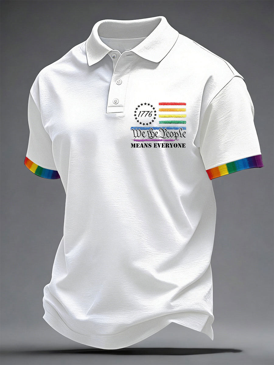 We The People Means Everyone Polo Shirt American Flag 1776 Merch Gift For LGBTQ - Image 3