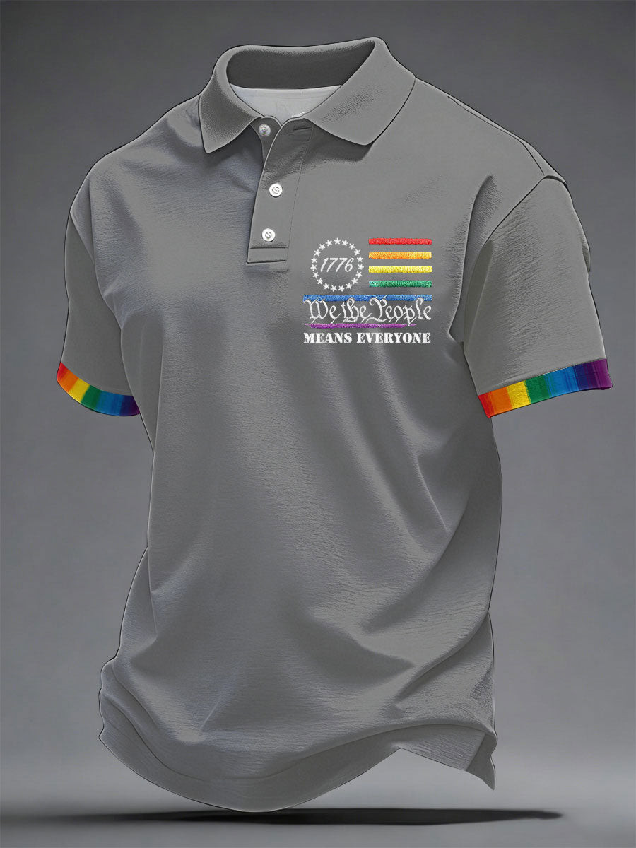 We The People Means Everyone Polo Shirt American Flag 1776 Merch Gift For LGBTQ