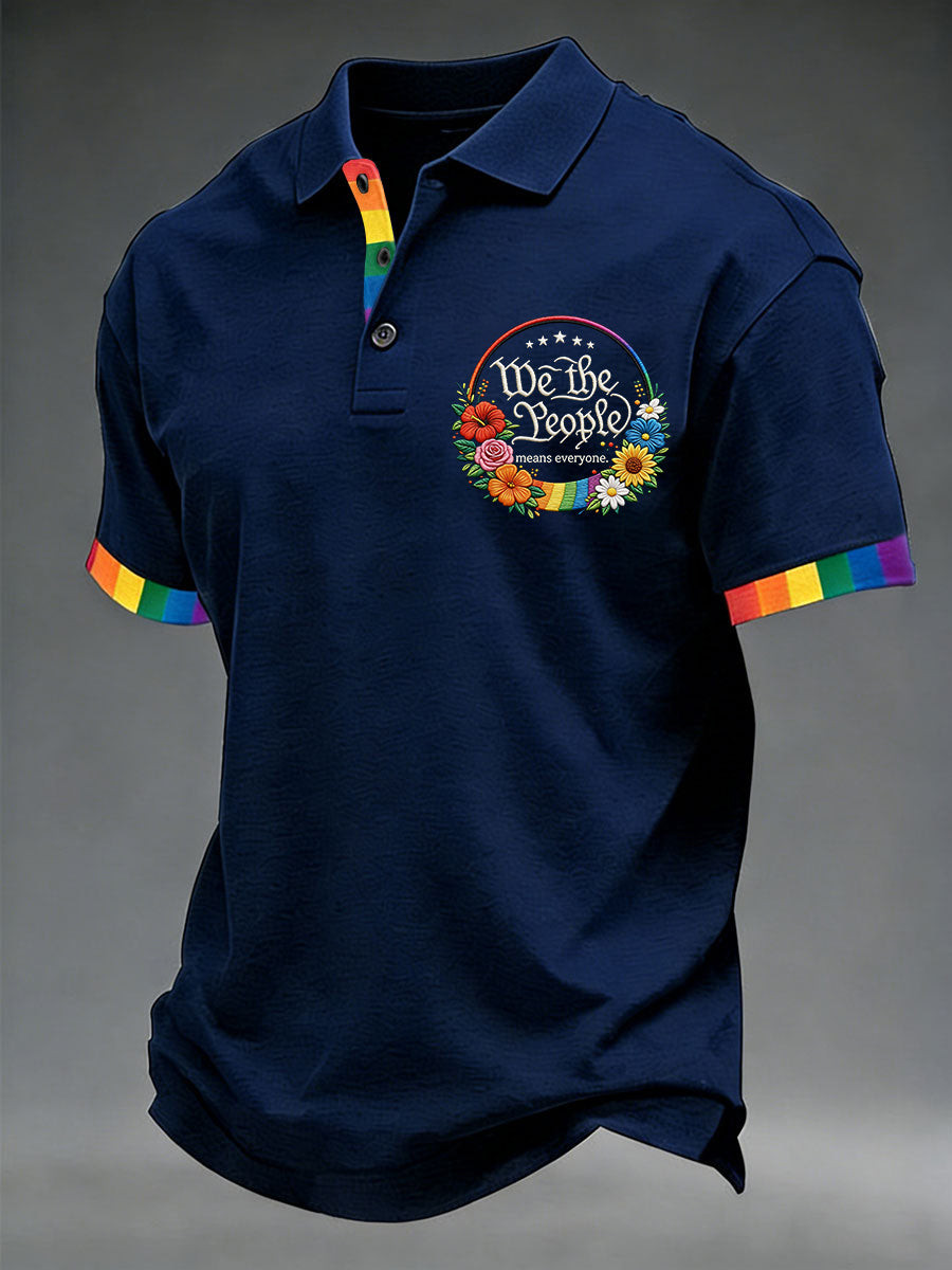 We The People Means Everyone Polo Shirt Flower Lover Merch Gift For LGBTQ Allies - Image 2