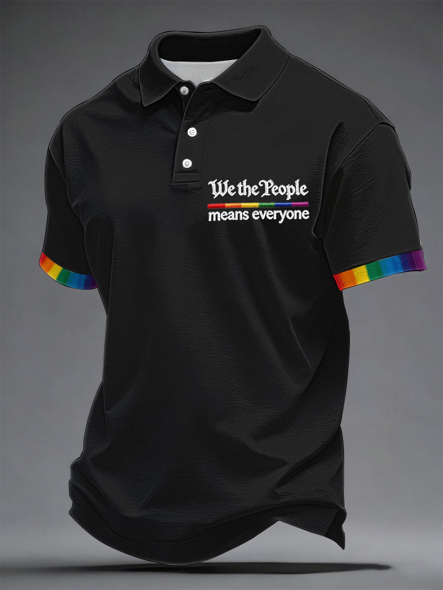 We The People Means Everyone Polo Shirt Patriotic Rainbow Merch Gift For American Allies - Image 2