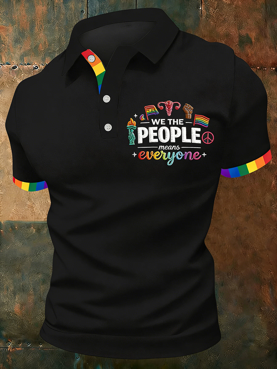 We The People Means Everyone Polo Shirt Pride Rainbow Merch Gift For LGBTQ Allies - Image 2