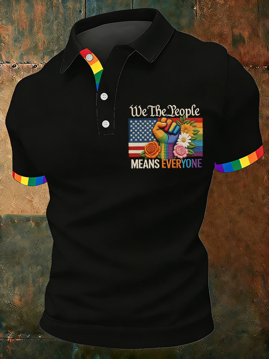We The People Means Everyone Polo Shirt Rainbow Power Pride Merch Pride Gift For LGBTQ Allies - Image 2
