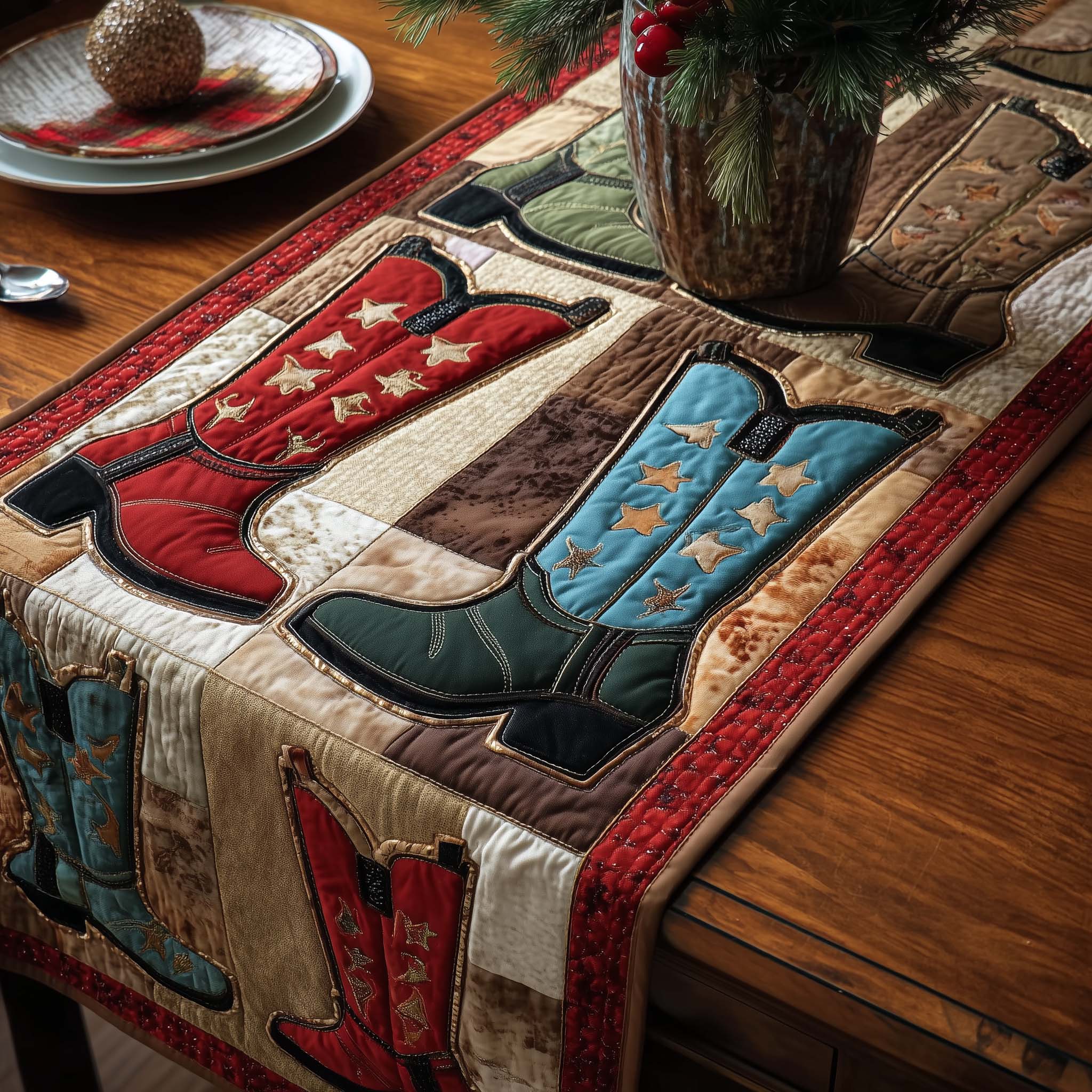Western Mesa Quilted Table Runner Christmas Table Runner Decor Present For Mother In Law Christmas