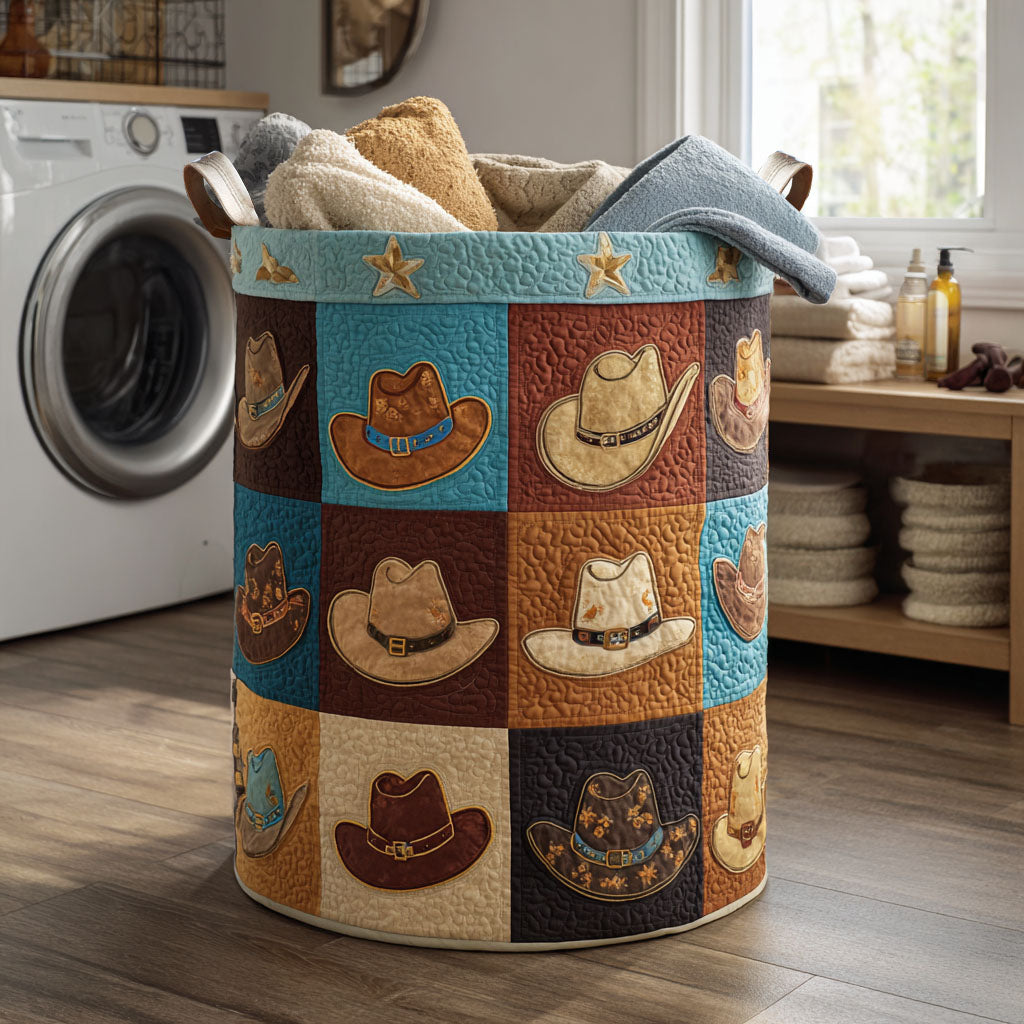 Western Spirit Quilted Laundry Basket Unique Cool Laundry Basket Cowboy Themed Gifts