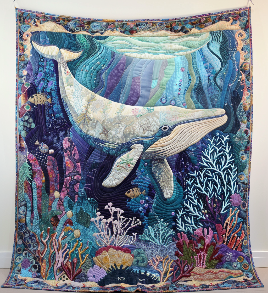 Whale Dreams Quilted Blanket Over The Bed Decor Good Fathers Day Gifts