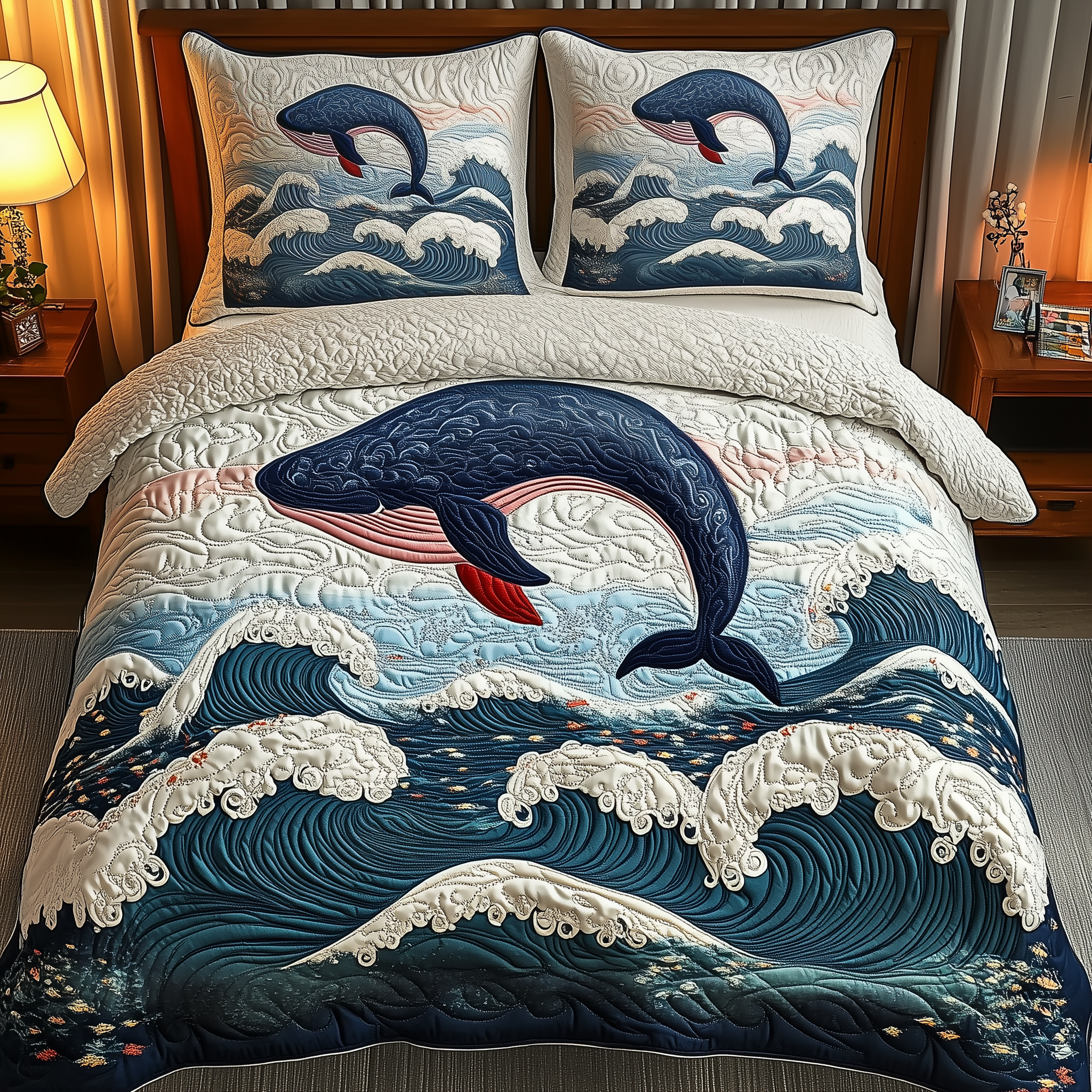 Whale Serenity Quilted Bedding Set Best Sheets Ever Whale Gifts For Him Her