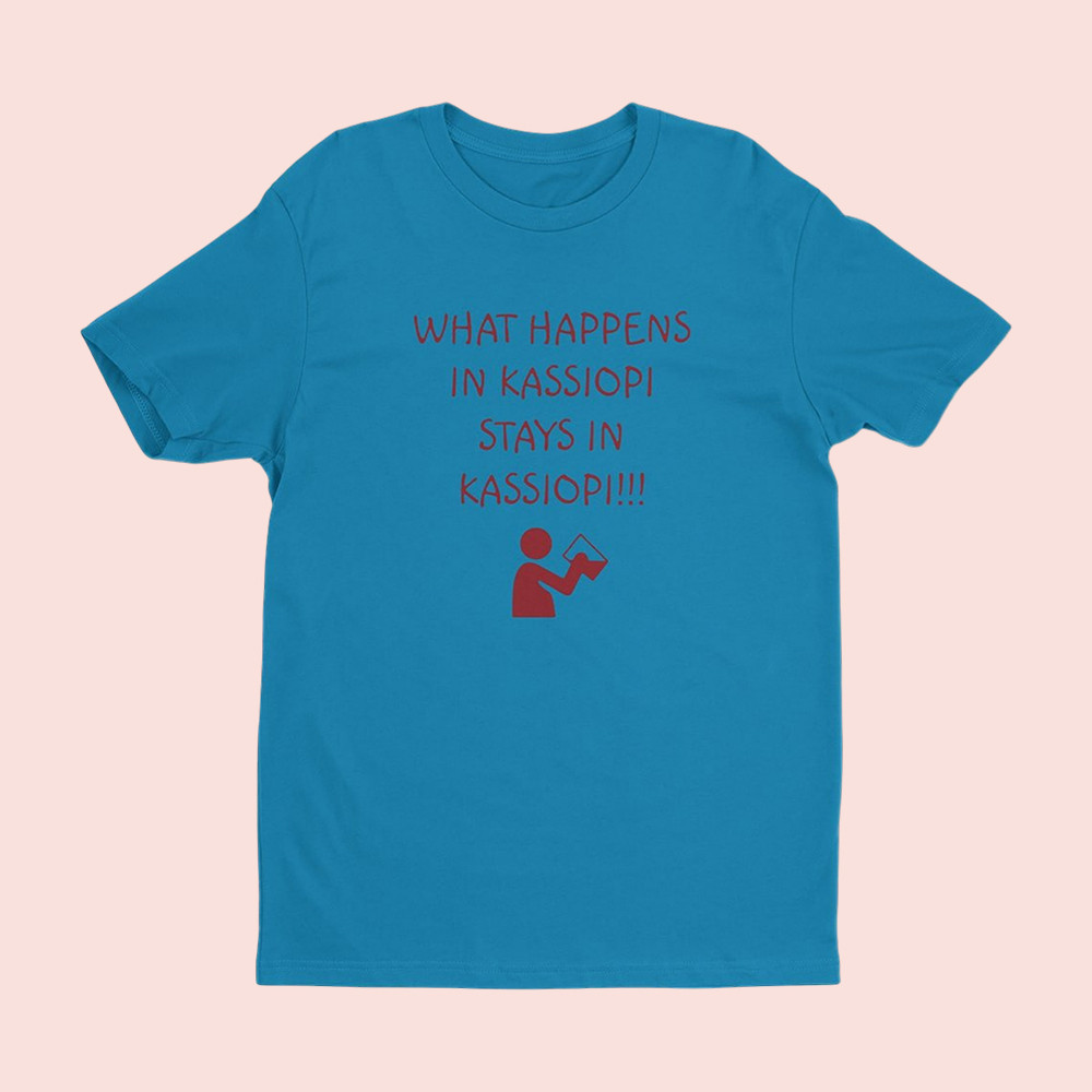 What Happens In Kassiopi Stays In Kassiopi T-Shirt Felix Catton Saltburn Merch Fan Apparel - Image 2