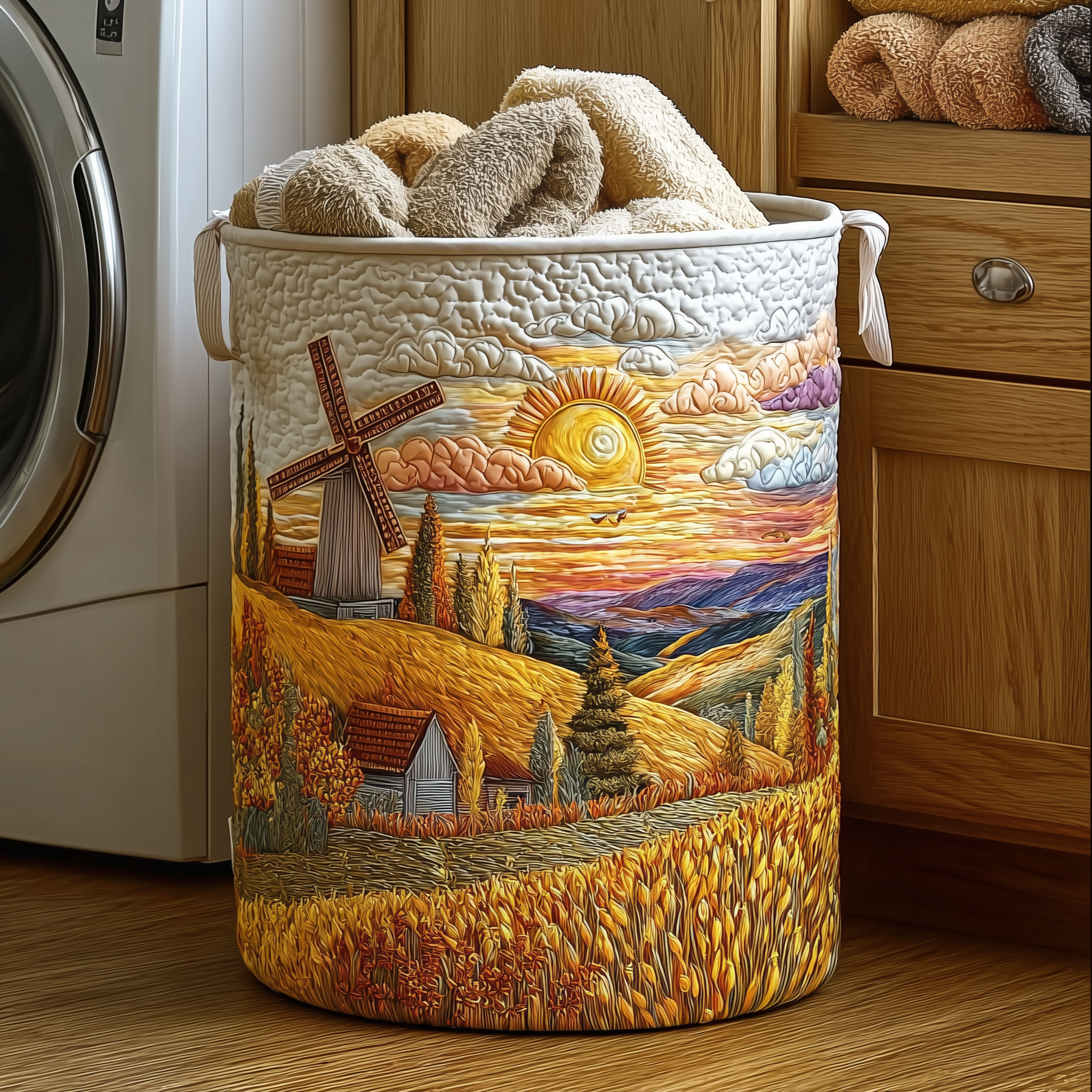 Wheat Fields Quilted Laundry Basket Storage Basket Great Mother's Day Gifts For Wife