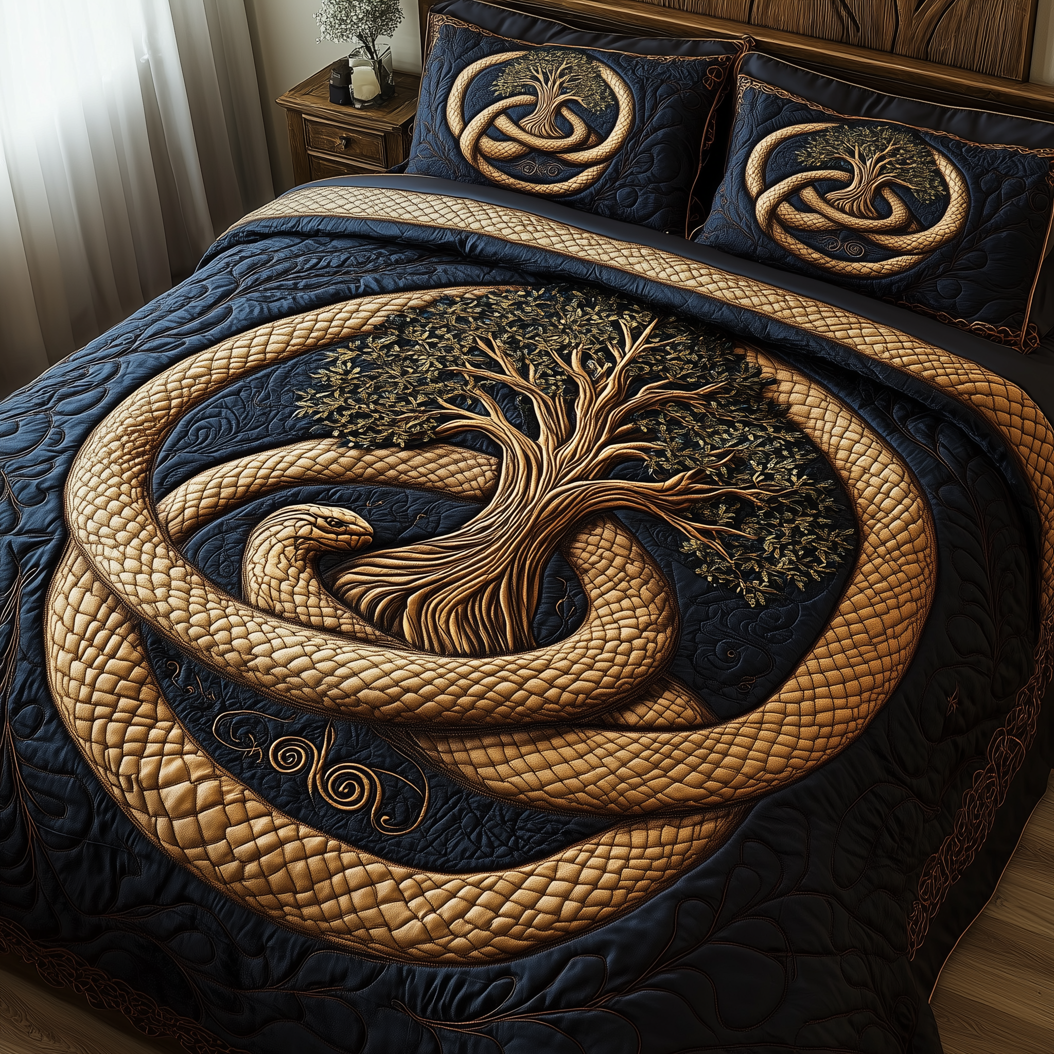 Wheel Of Eternity Quilted Bedding Set Best Queen Sheets Tree Of Life Gifts For Mom