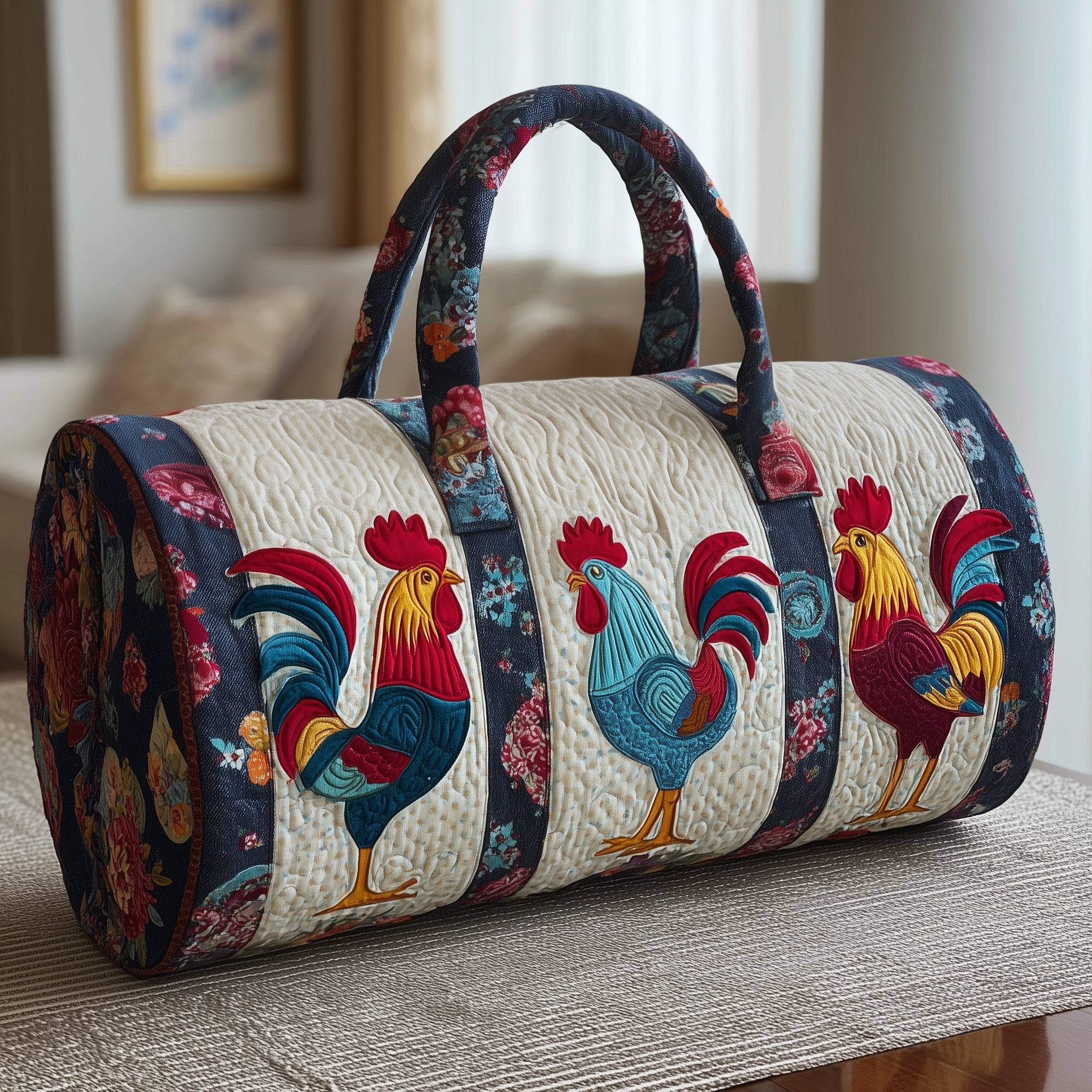 Whimsical Chicken Quilted Duffle Bag Cool Duffle Bags For Women Gifts For Mum Birthday