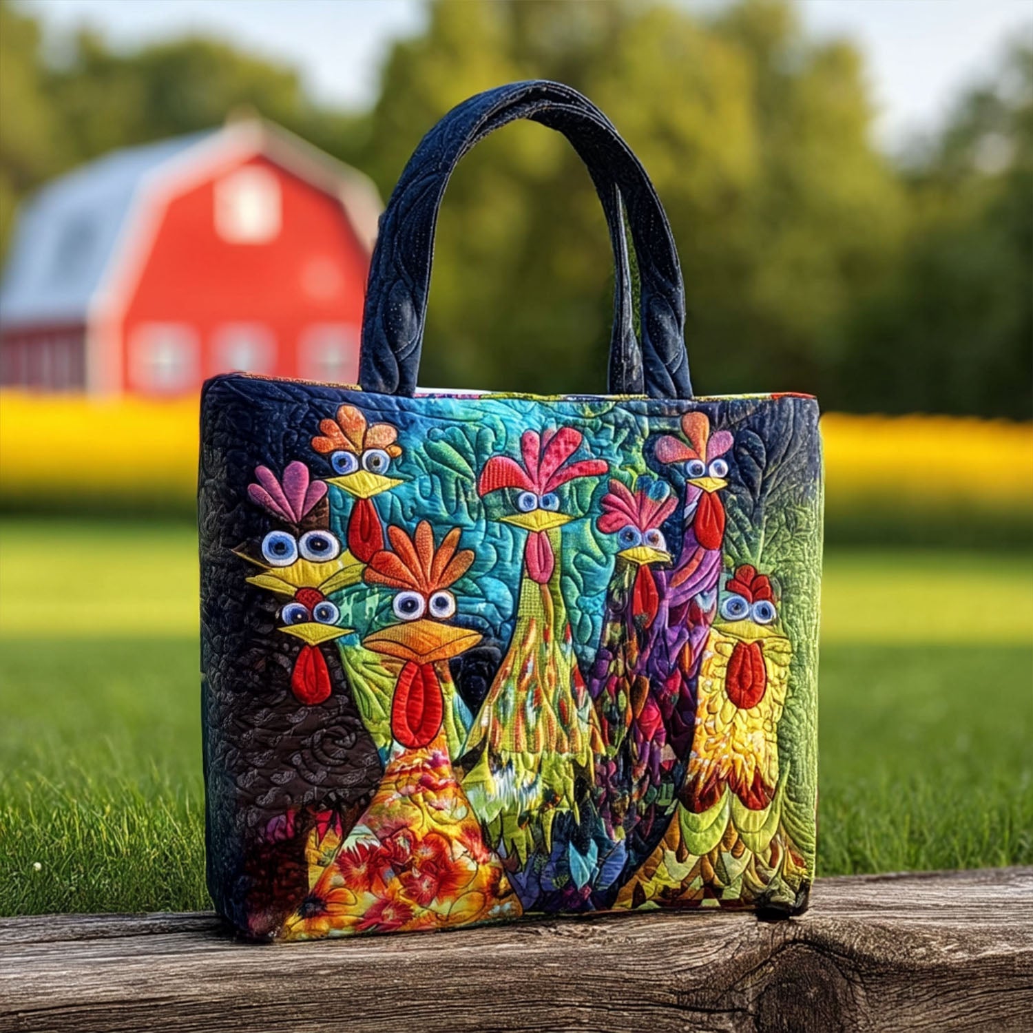 Whimsical Chickens Quilted Tote Bag Best Everyday Tote Gifts For Mother In Law