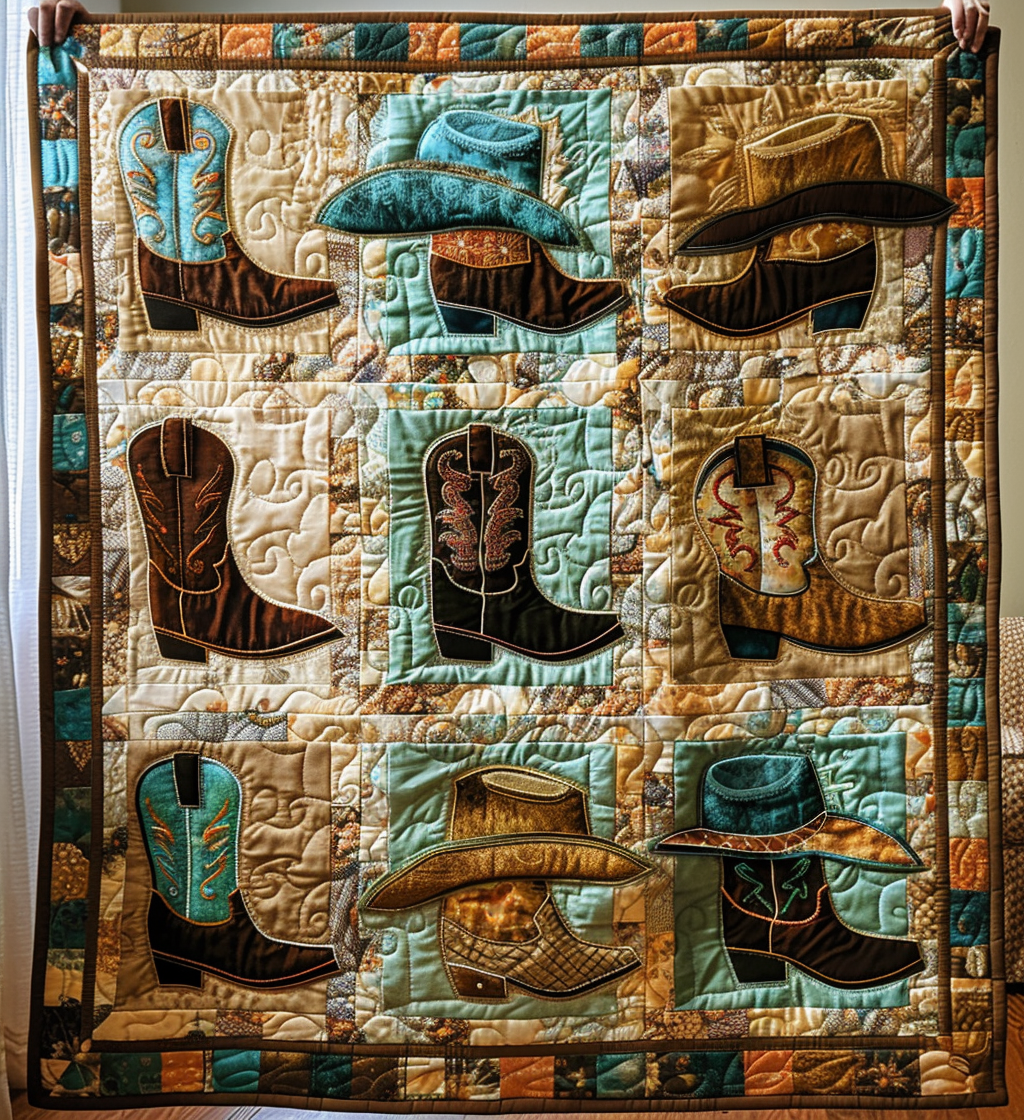 Whimsical Cowboy Hats Quilted Blanket Bedroom Decorations Country And Western Gifts
