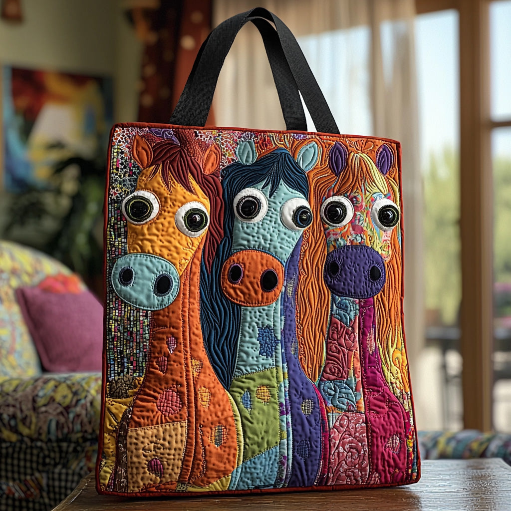 Whimsical Horse Quilted Tote Bag Best Shoulder Handbags Best Gifts For Mothers