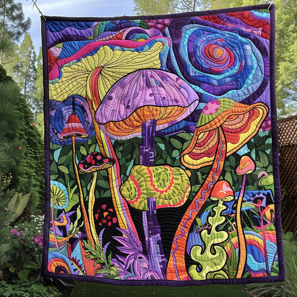 Whimsical Mushrooms Quilted Blanket Bed Decor Ideas Gifts For Mom From Daughter