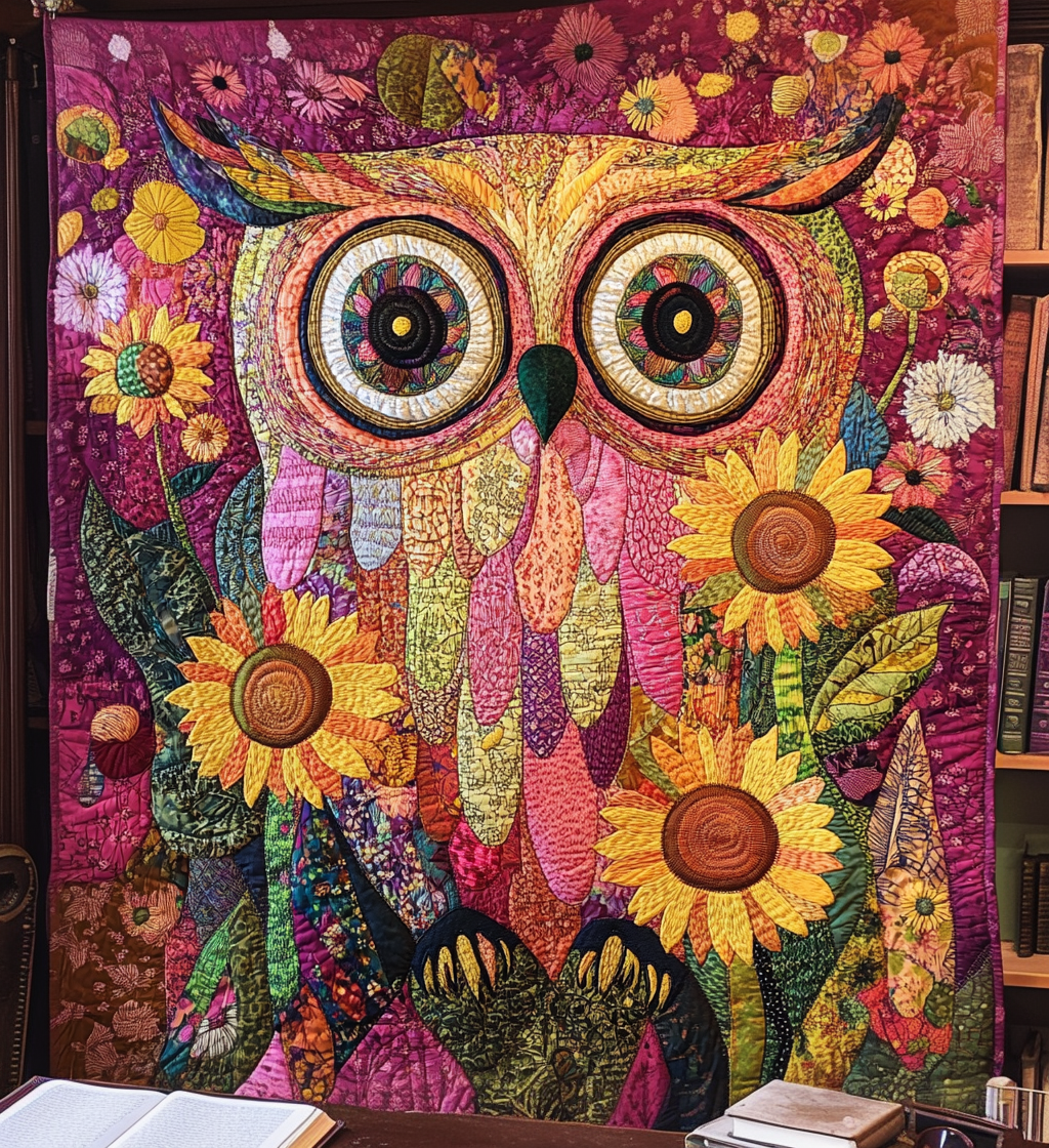 Whimsical Owl Quilted Blanket Great Bed Sets Father's Day Gifts For Husband