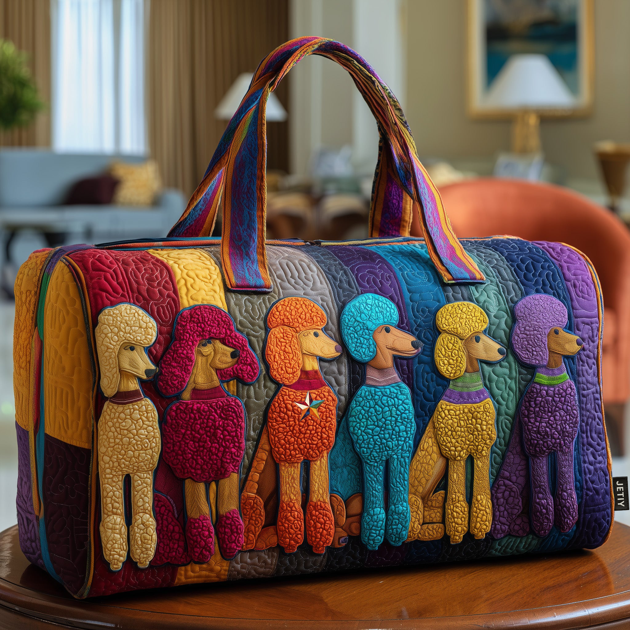 Whimsical Poodle Quilted Duffle Bag Stylish Duffle Bag For Women Gifts For Busy Moms
