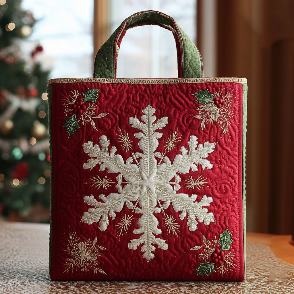 Whimsical Snowflake Burst Quilted Tote Bag Patchwork Tote Bag Christmas Gift Ideas For Girlfriend
