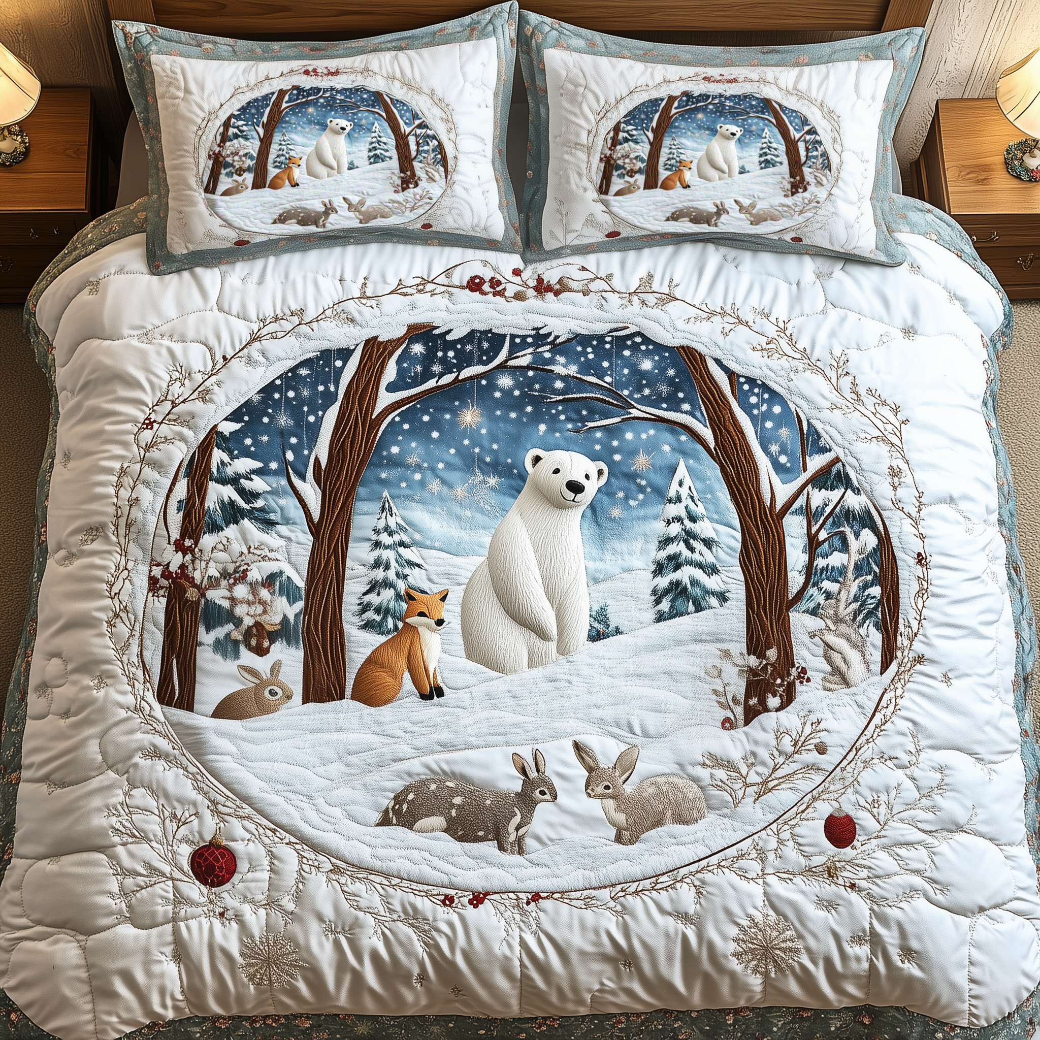 Whimsical Winter Quilted Bedding Set Christmas Comforter Sets Christmas Gifts For Young Men