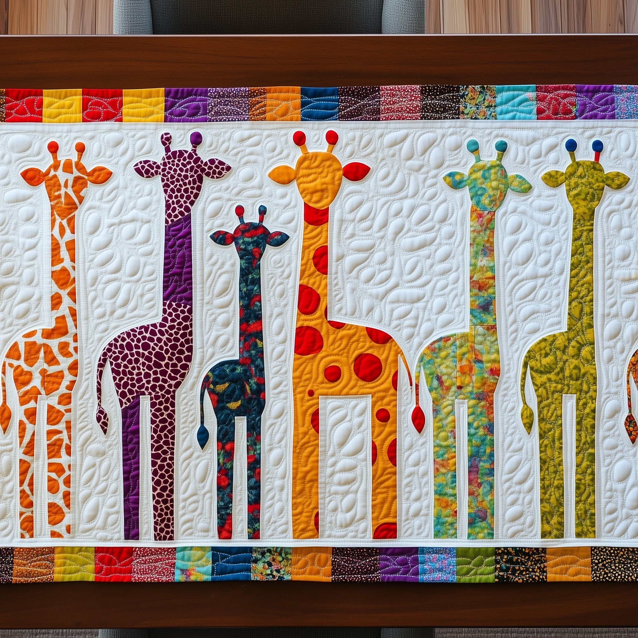 Whimsy Giraffes Quilted Table Runner Table Runners Long Unique Gifts For Giraffe Lovers