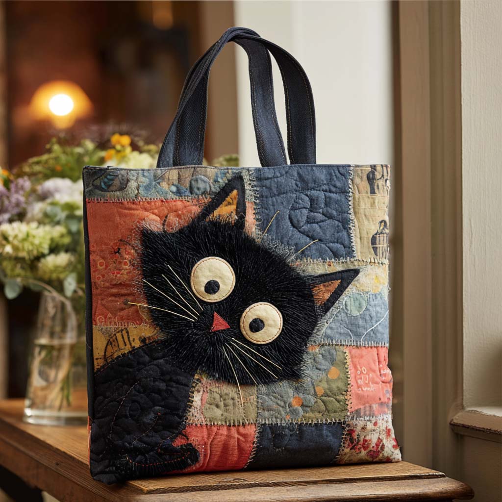 Whisker Cat Quilted Tote Bag Popular Womens Tote Bags Cat Mom Gifts For Mother's Day