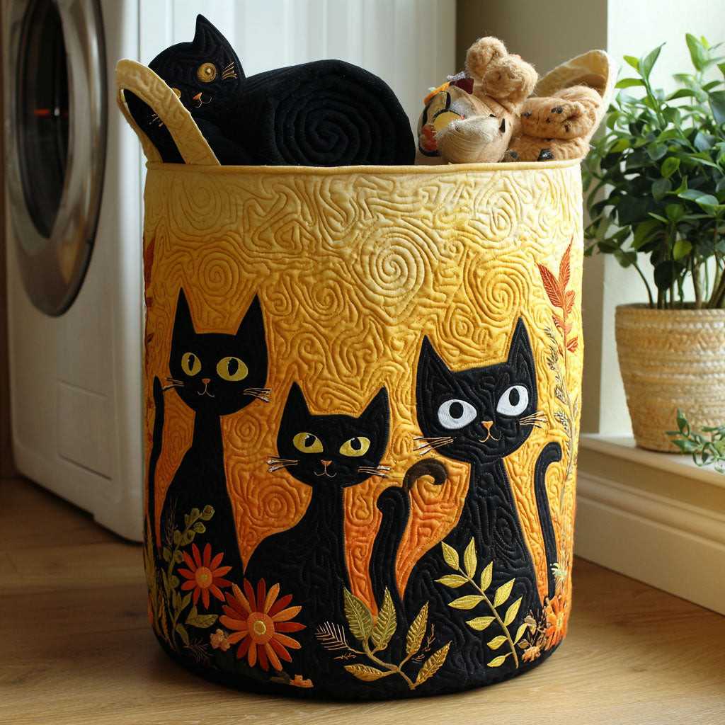Whiskers in the Garden Quilted Laundry Basket Nice Laundry Hamper Unique Housewarming Gifts