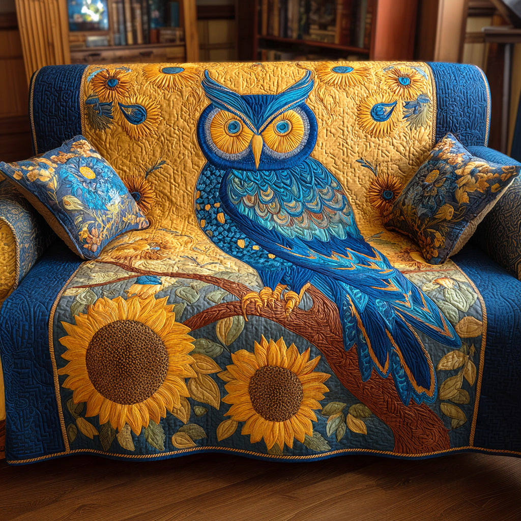 Whisper of Feathers Quilted Sofa Cover Home Decorattions Gifts With Owls On Them
